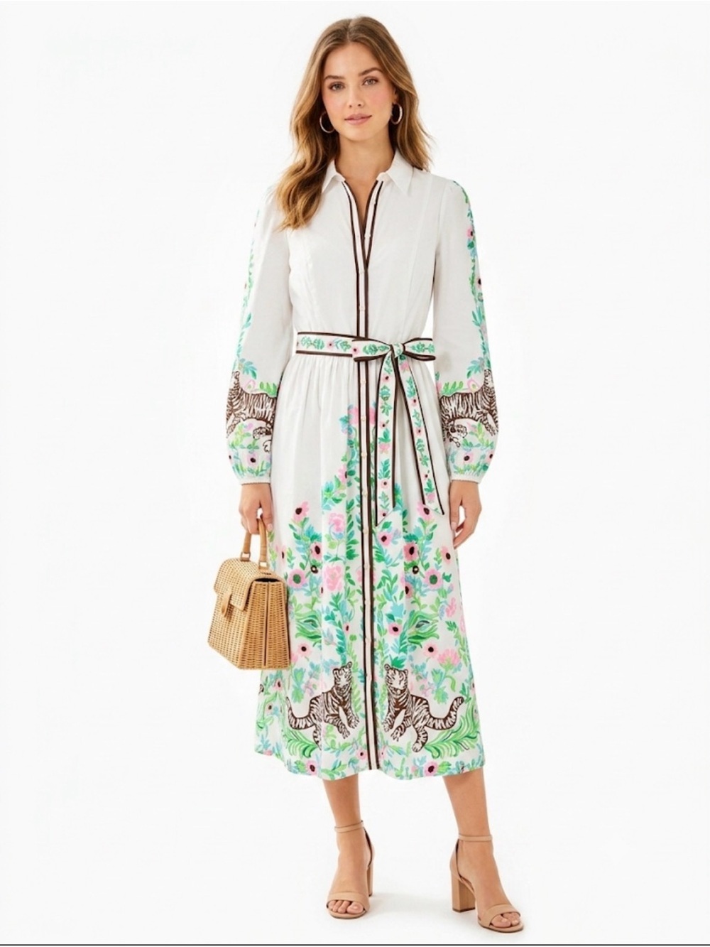 NWT Lilly Pulitzer Luanne Stretch Midi Shirt Dress Royal Zoo Size 12 $328